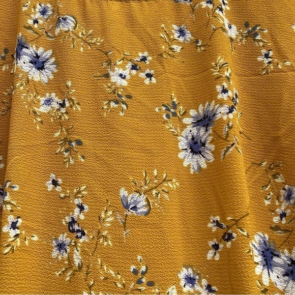 Speechless Mustard Floral Short Sleeve Dress, Size XL - Picture 2 of 8